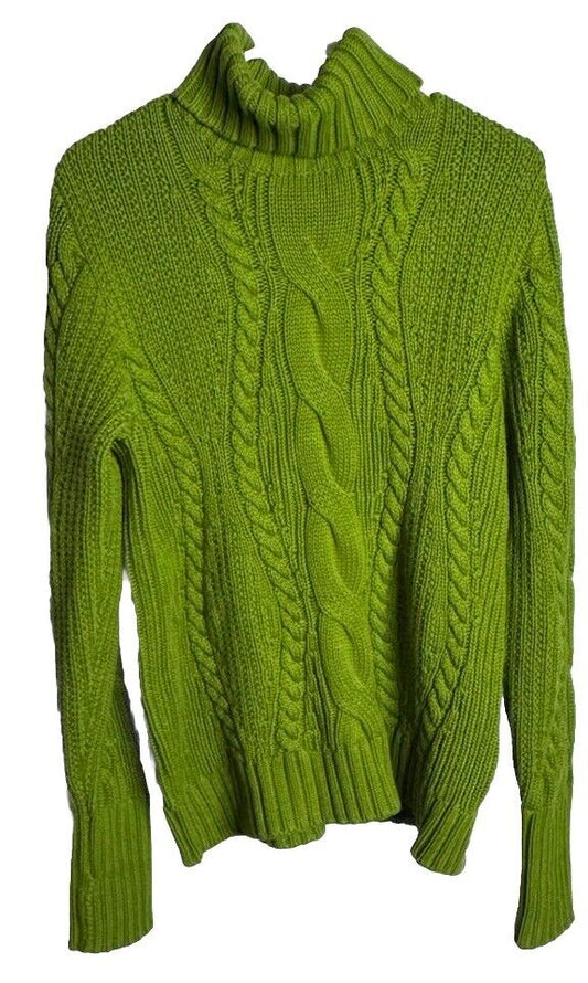 LANDS END Sweater Womens PL Petite 14-16 Turtleneck Jumper Cotton