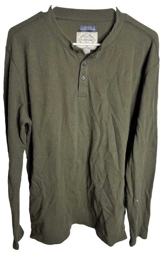St Johns Bay Men’s Size XL Sleeve Thermal Shirt Henley