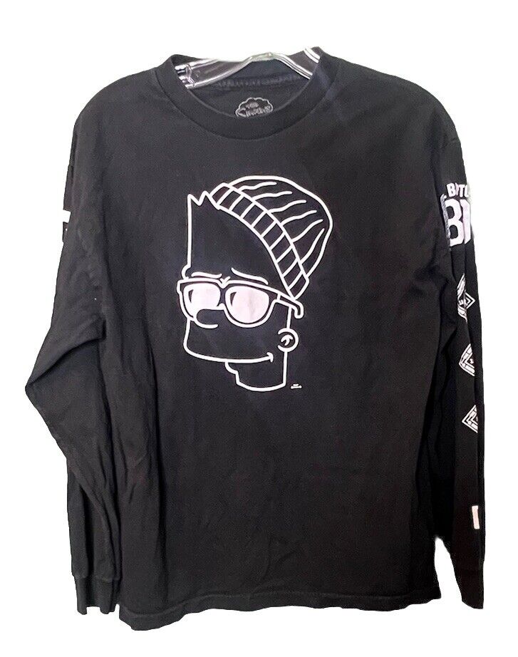 NEFF The Simpsons Mens T Shirt Bart Graphic Size Medium Black Long Sleeve