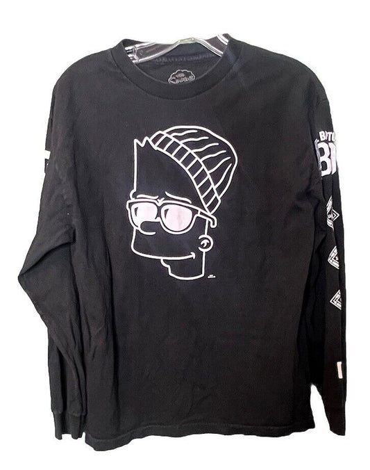 NEFF The Simpsons Mens T Shirt Bart Graphic Size Medium Black Long Sleeve