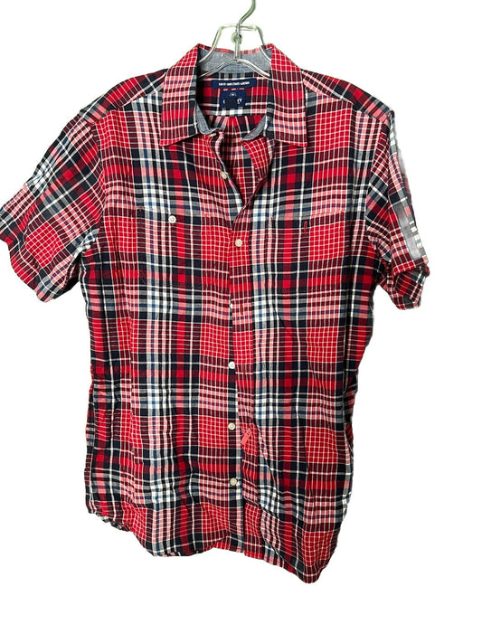 Old Navy Shirt Mens Large Plaid Button Down Short Sleeve