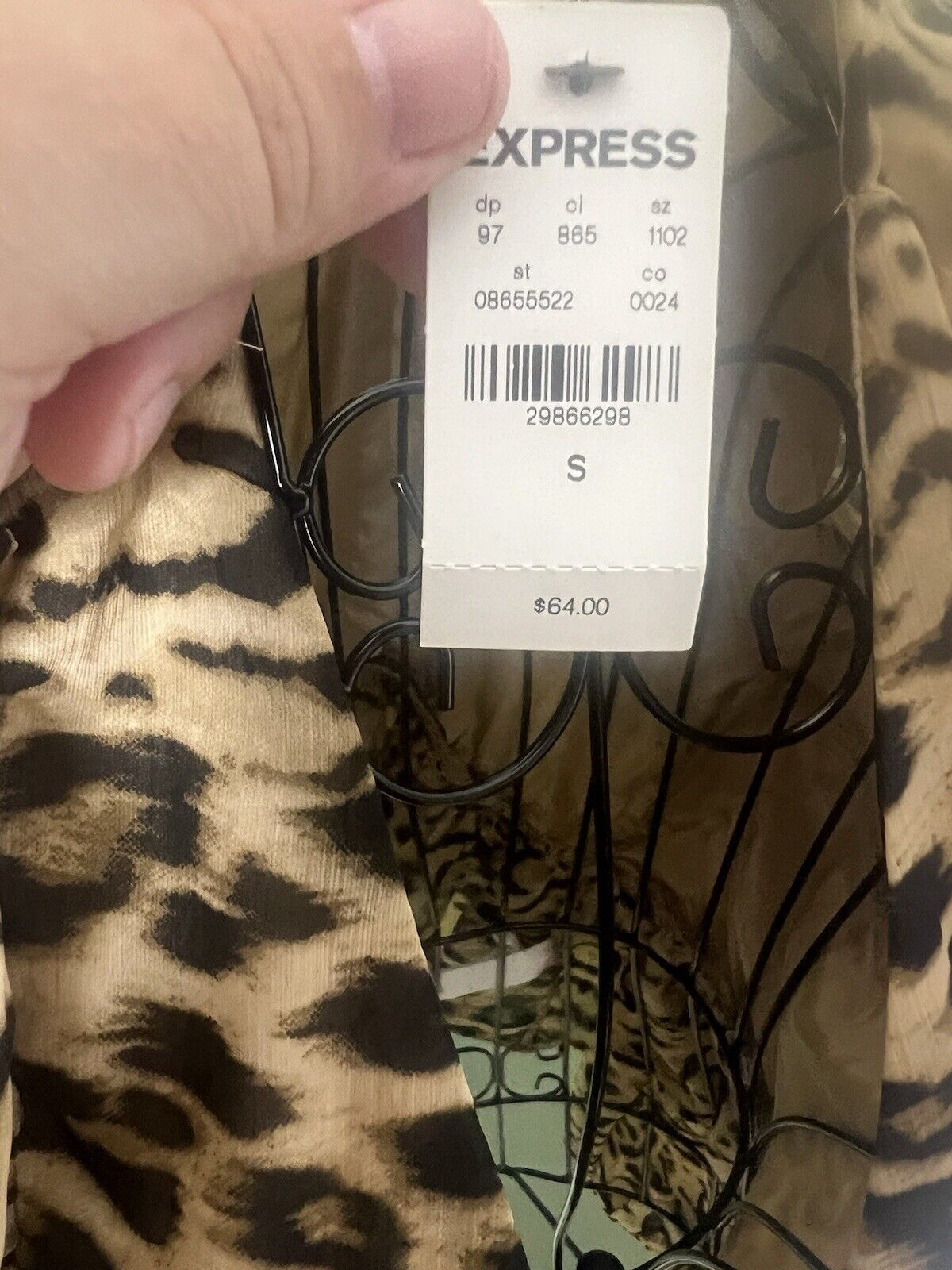 Express Long Sleeve Leopard Print Button Up Blouse Size S Normal Price $64.00