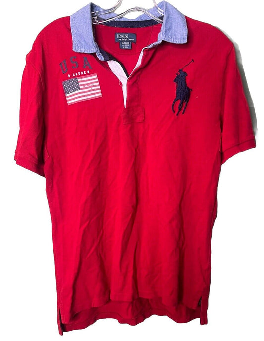 Polo Ralph Lauren Boys Varsity Polo Shirt Size XL 18-20 Short Sleeves