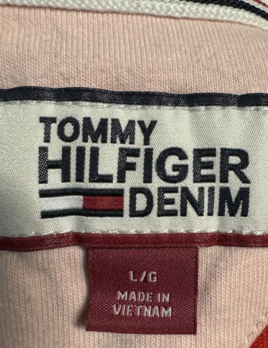 Tommy Hilfiger Denim Huge Logo Mens Custom Fit Polo Shirt Size Large