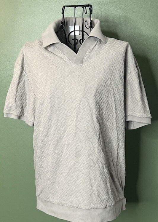 Zara Men's Polo Shirt Short Sleeve Collared 3/4 Zip Black Size Medium