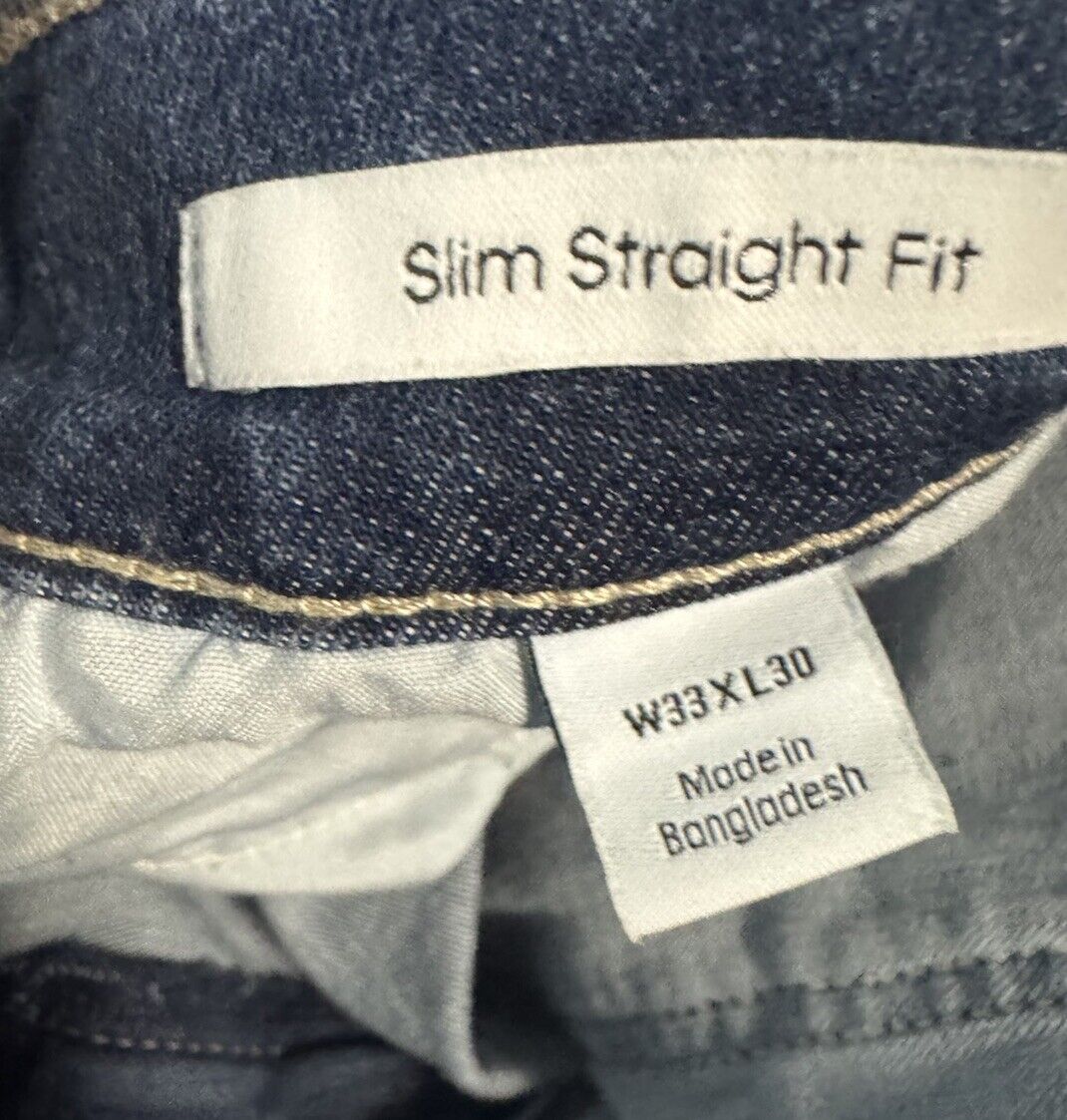 CALVIN KLEIN 33x30 Slim Straight Fit Blue Jeans