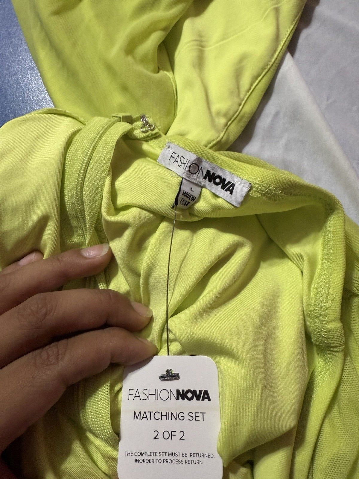 Fashion Nova Matching Set, Beautiful Dress, Neon Green, Never Worn, Rare Size L