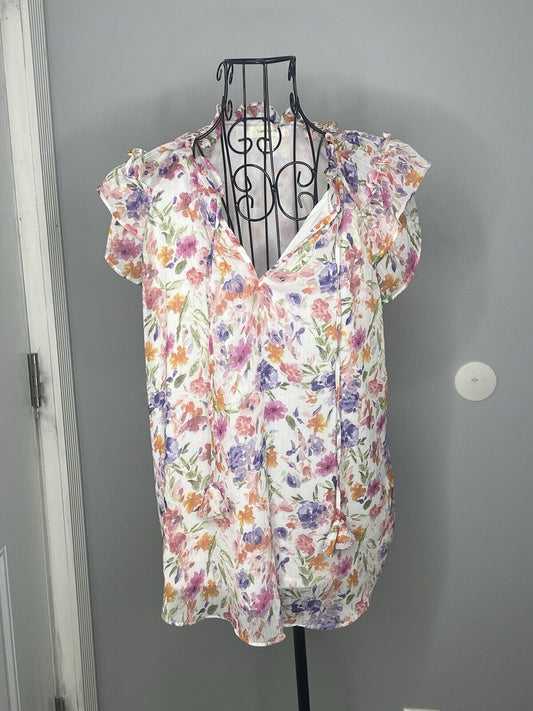 Tamara H. Semi Top Blouse Women's Size Medium Floral Print