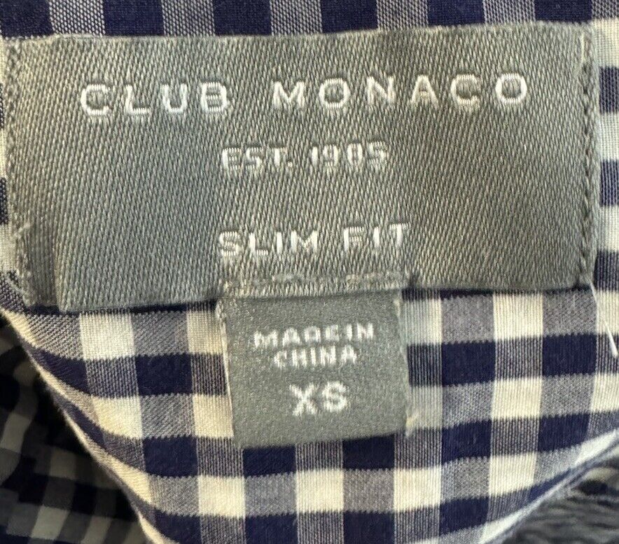 Club Monaco Mens Button Down Slim Fit Collared Long Sleeve Plaid XS