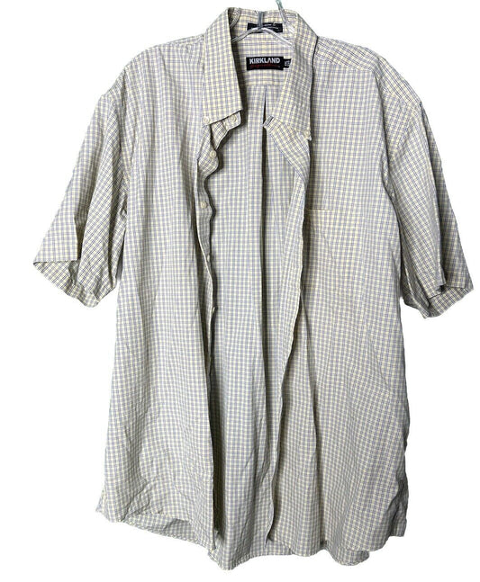 Kirkland Signature Short Sleeve Button Down Non-Iron Mens 2XL Dress Shirt