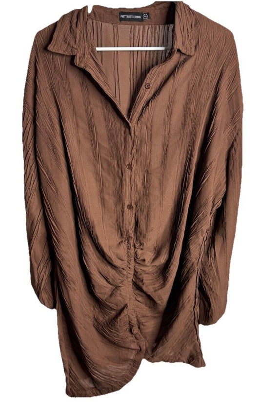 Pretty Little Thing Women's 10 Long Sleeve Shirt Dress