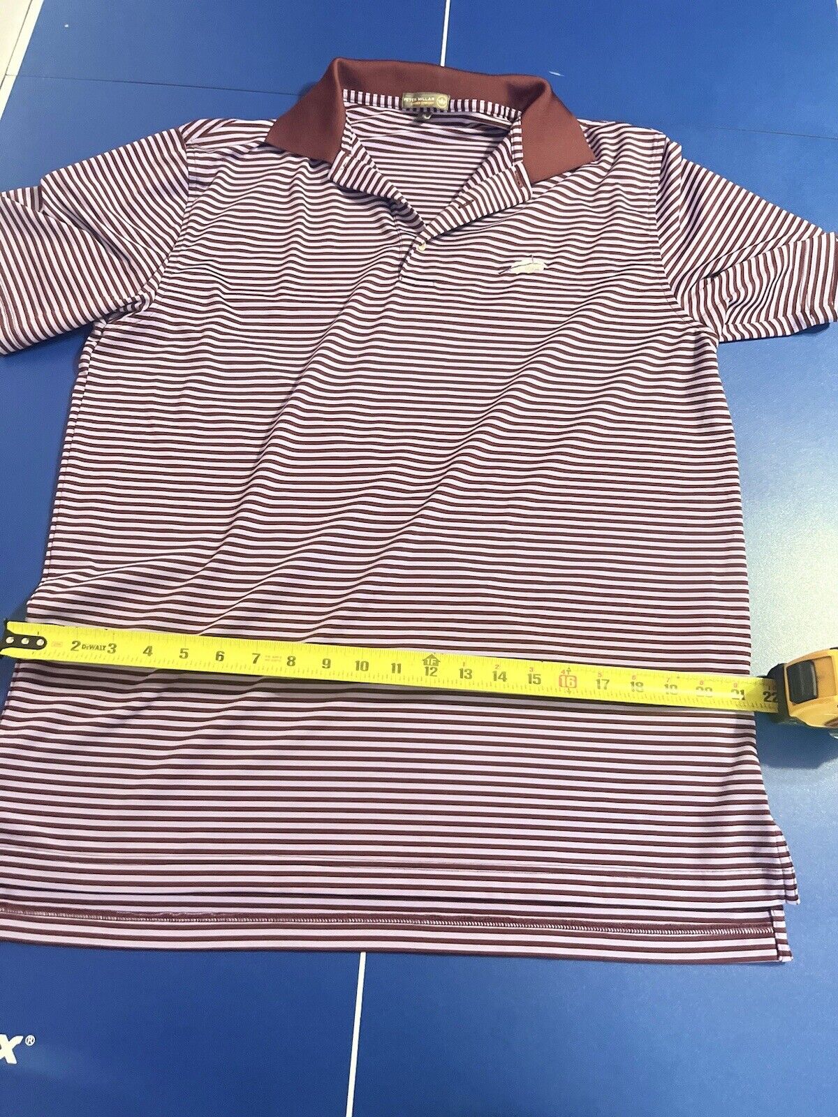 Peter Millar Mens Golf Polo Shirt Size Medium, High Quality Striped Shirt Red