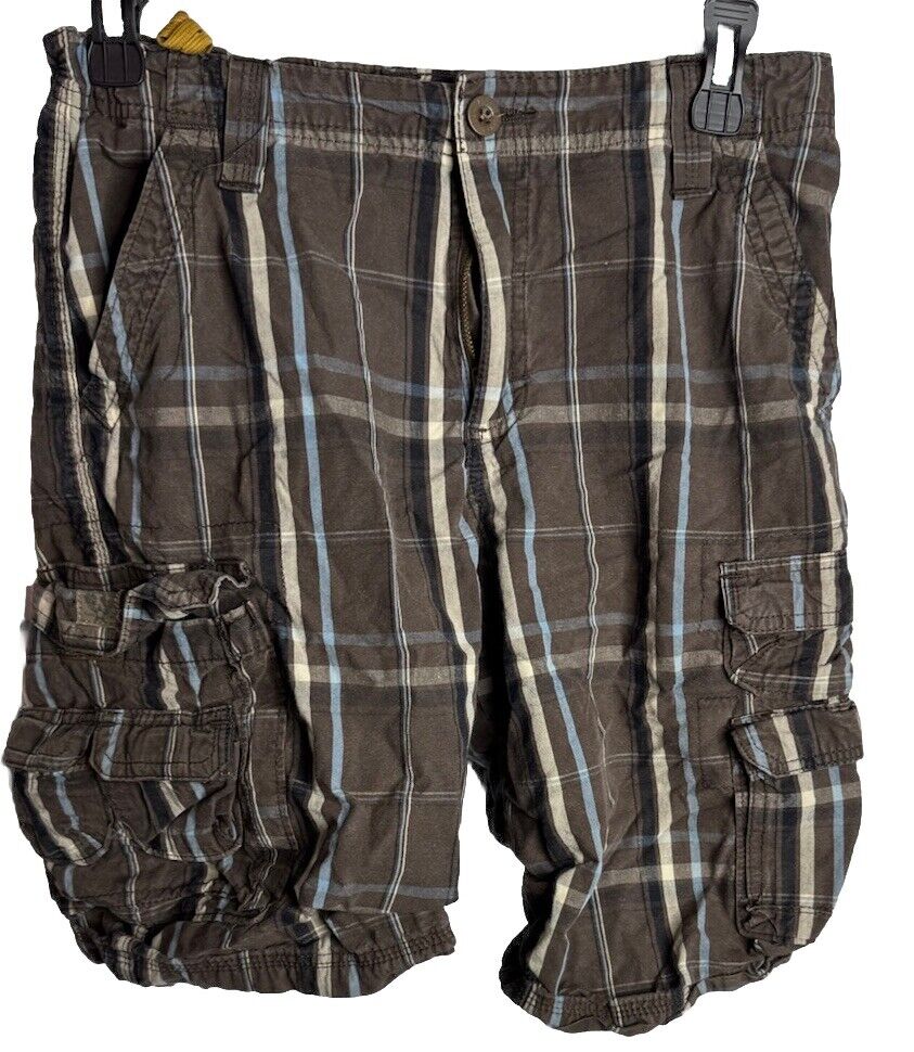 Lee Dungarees Women 14 husky Cargo Shorts Outdoor Plaid Hiking Shorts Golf