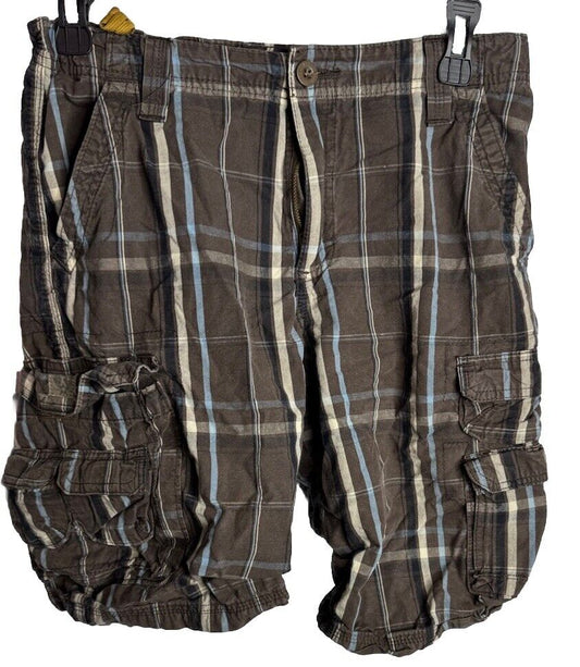 Lee Dungarees Women 14 husky Cargo Shorts Outdoor Plaid Hiking Shorts Golf