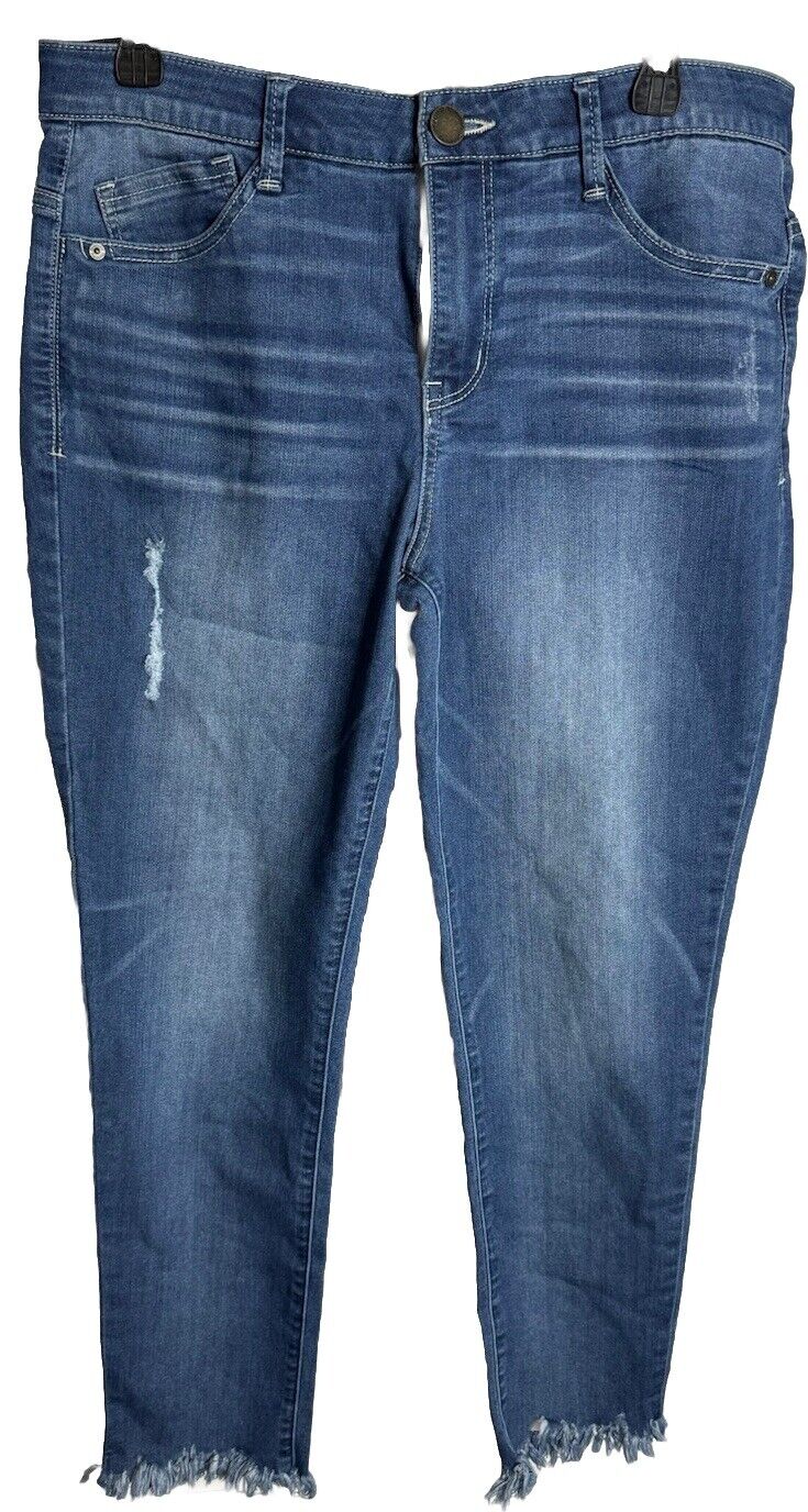 Democracy Jeans Womens 10 Blue Straight Ankle Ab Solution Stretch Denim Mid-Rise