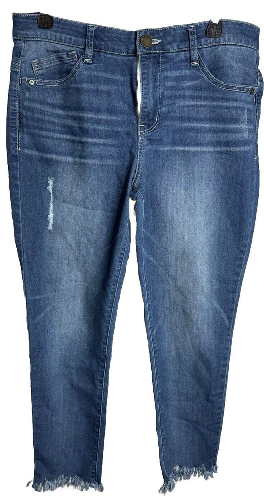 Democracy Jeans Womens 10 Blue Straight Ankle Ab Solution Stretch Denim Mid-Rise