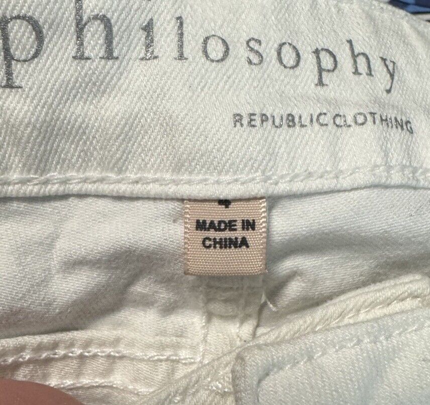 Floral White Denim Philosophy Shorts Size 4
