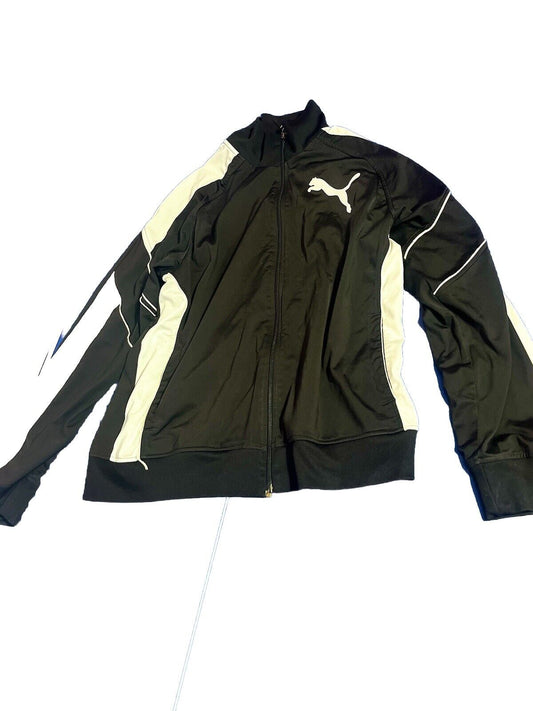 PUMA Mens Graphic Tracksuit Top Jacket Large Black Colourblock Polyester