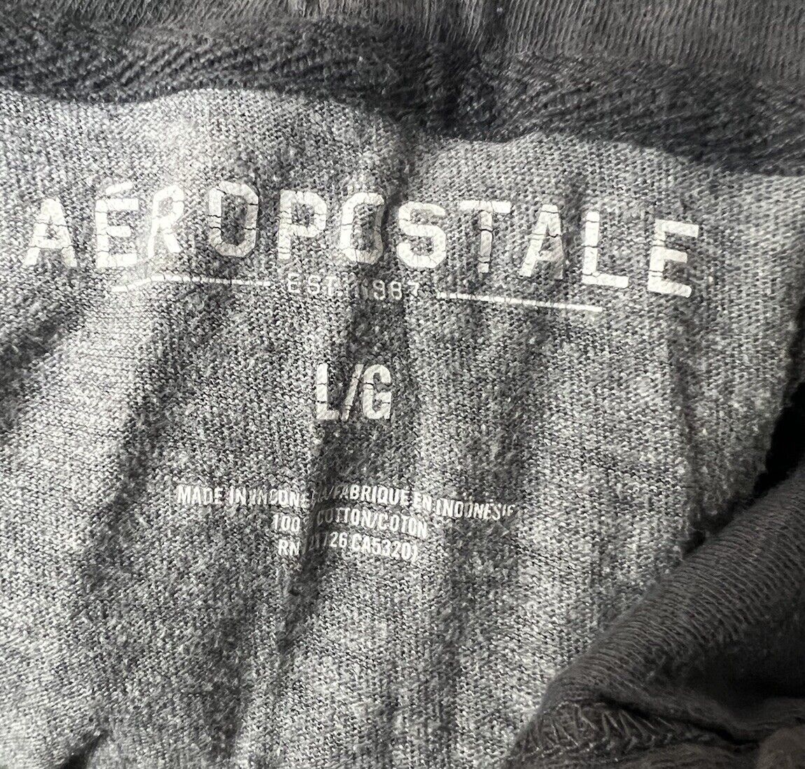 Aeropostale Hoodie Size Large Gray Pullover Hooded Light Weight