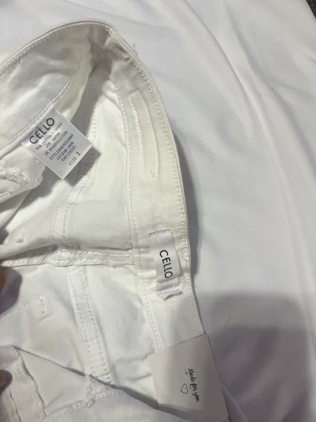 CELLO Jeans, Mid Rise Crop Skinny, Deluxe Comfort stretch, Girls Size 01, White