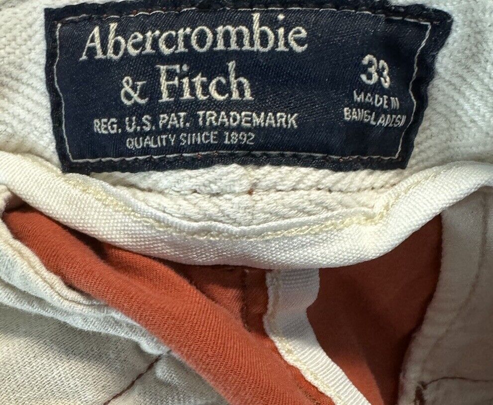 Abercrombie Fitch Shorts Men 33 Chino Flat Front Pocket Preppy Casual Basic