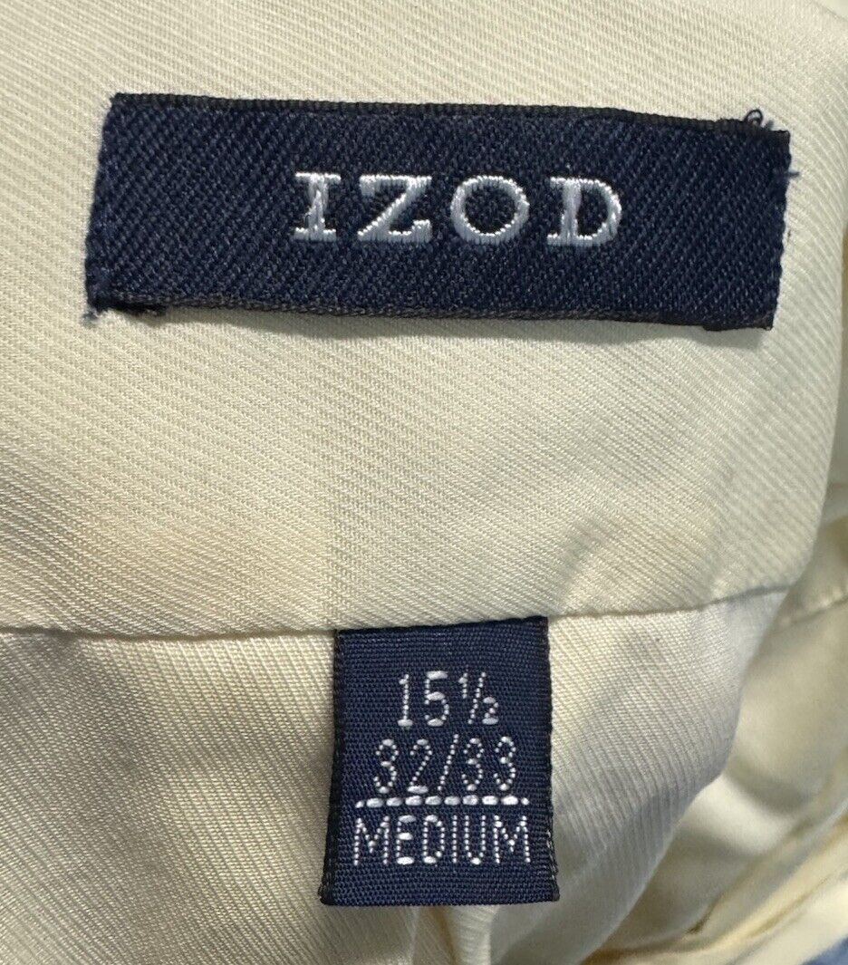 IZOD Shirt Mens 15.5 32/33 Medium Casual Button Down Collar Long Sleeve