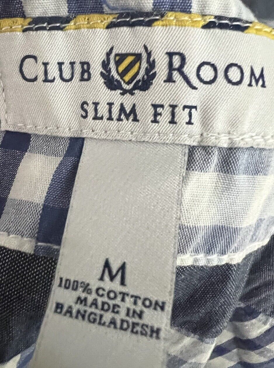 Club Room Mens Striped Short Sleeve Shirt Size M Fitted