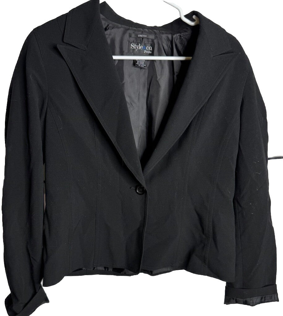 Style & Co Petite 10P Stretch Black Blend Suit Jacket Blazer