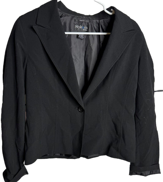 Style & Co Petite 10P Stretch Black Blend Suit Jacket Blazer