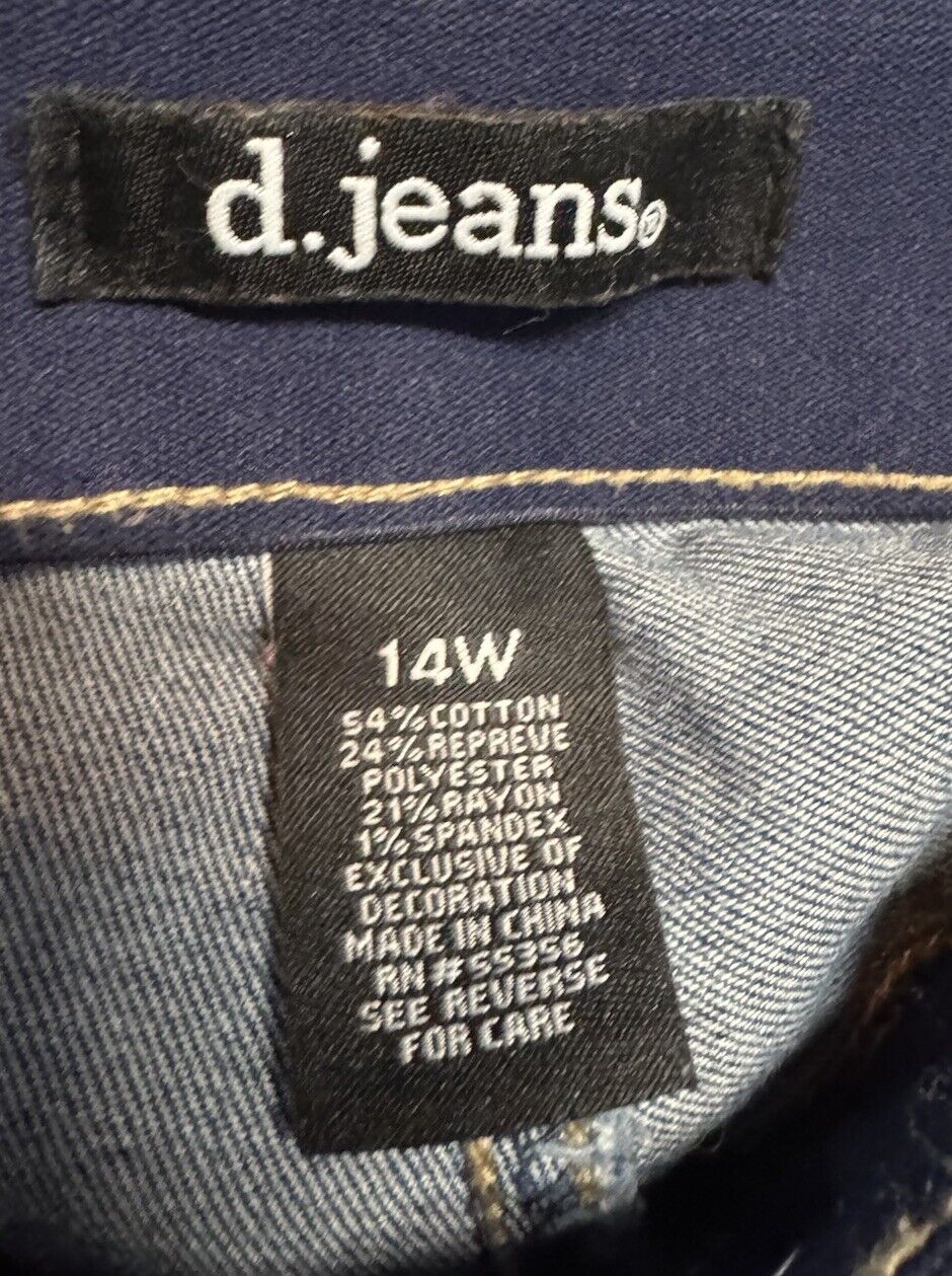 D Jeans Womens Size 14W Blue Mid Rise Bootcut Med Wash Denim