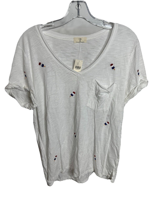 T.LA White Short Sleeve V-Neck Pocket Tee Size Medium