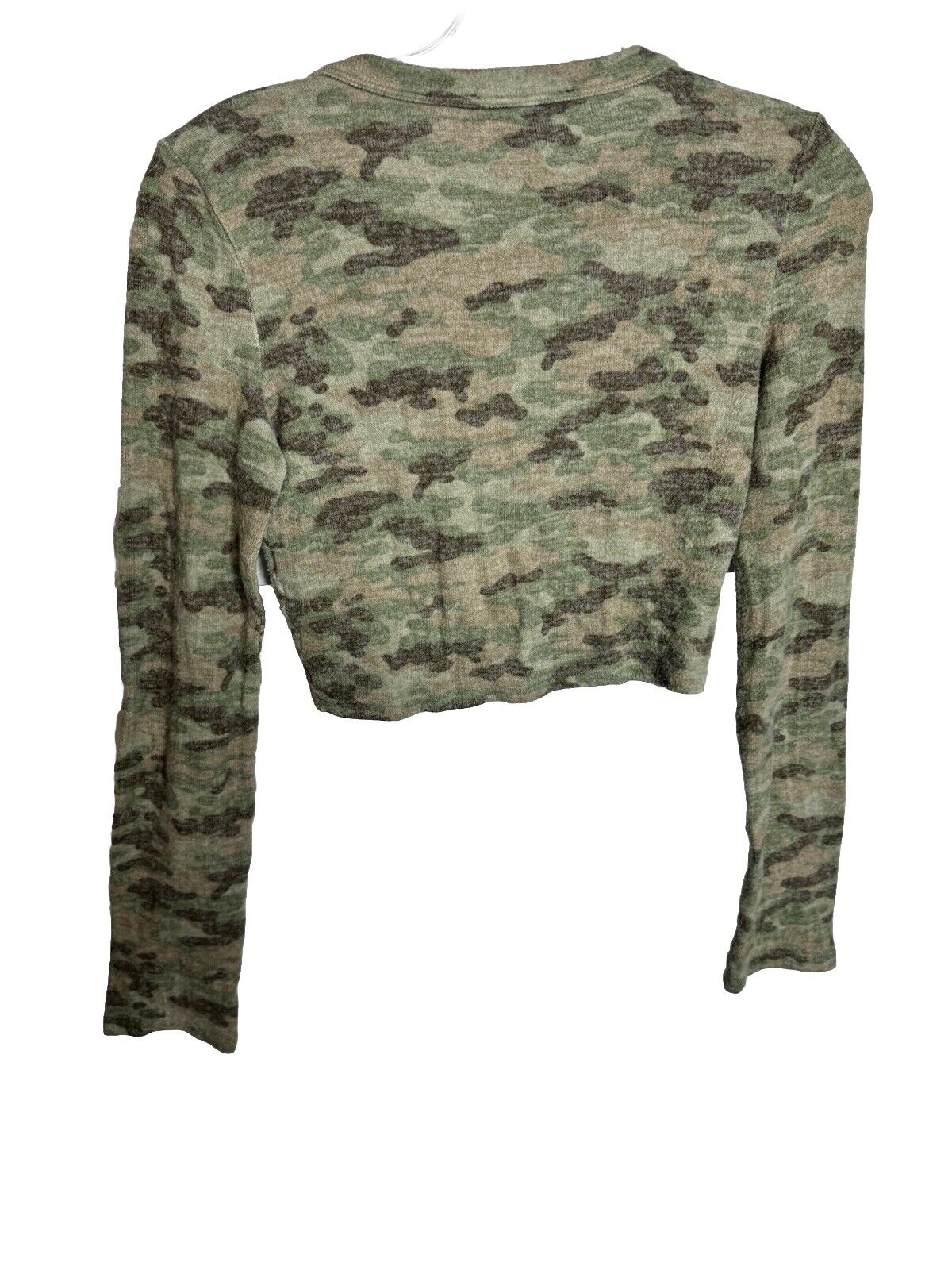Zara Long Sleeve Camo Print Knit Sweater Size Small Cropped