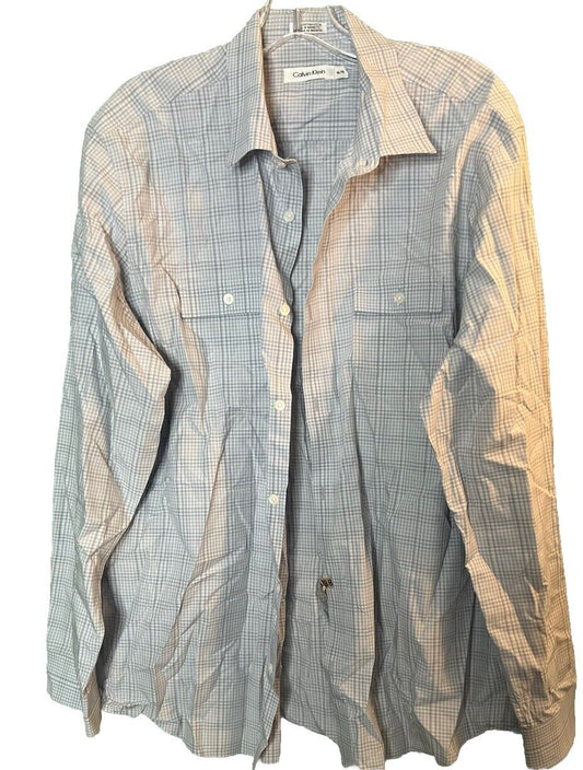 Calvin Klein Men's Plaid Long Sleeve Button Down Shirt Size XL