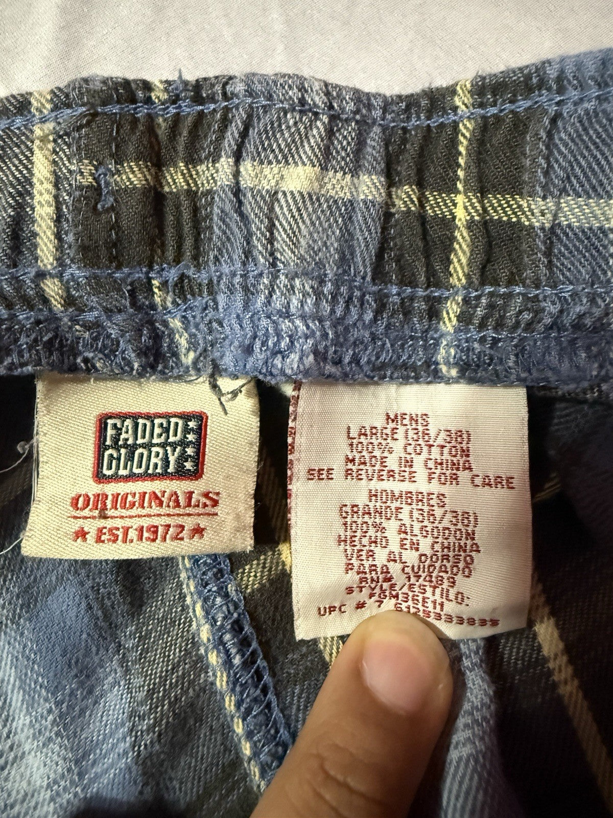 Faded Glory Men Plaid Pants, Men’s Size L, Great Find Good Condition