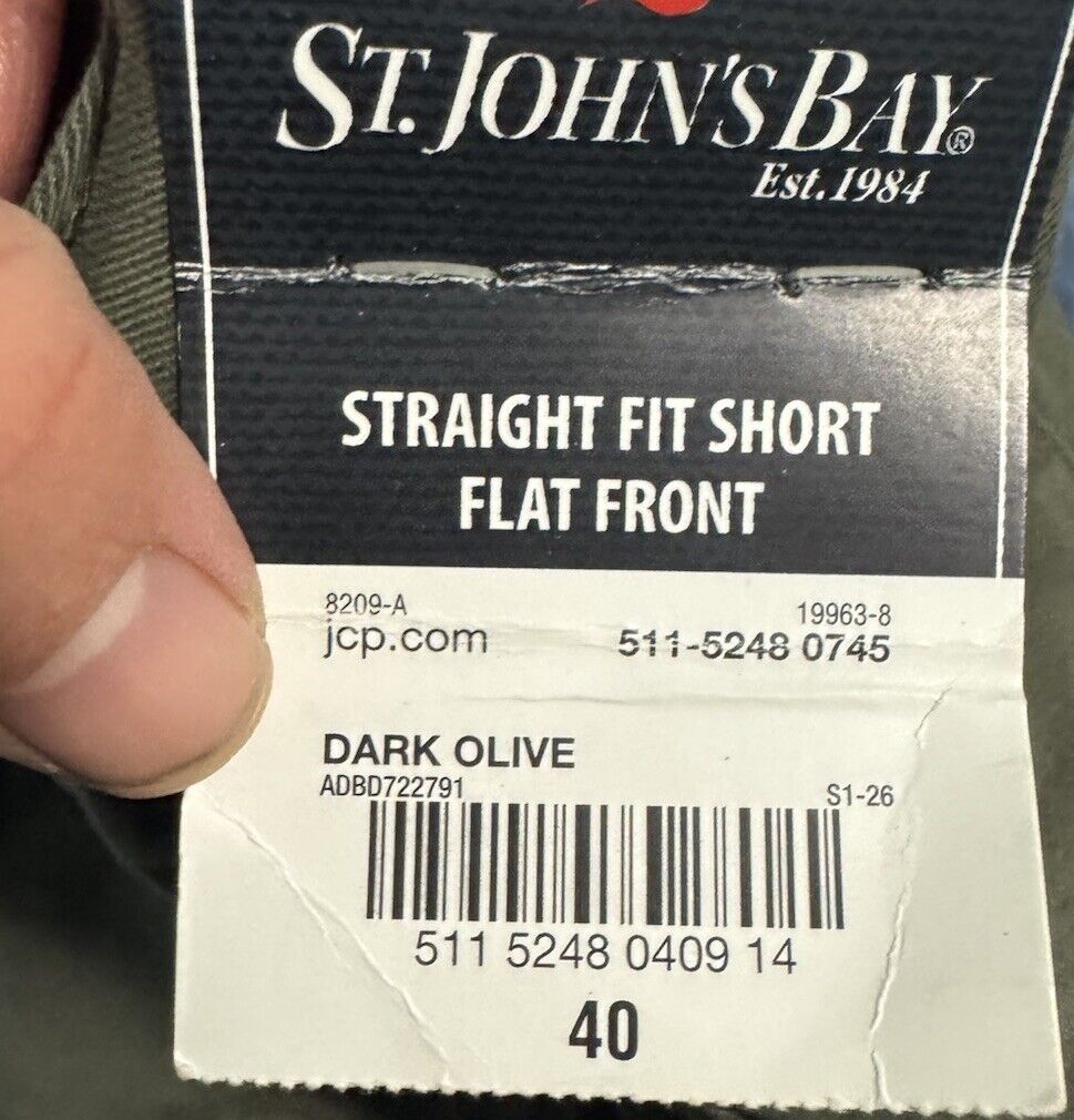 St Johns Bay Temp Flex Chino Shorts Men’s 40 Khaki