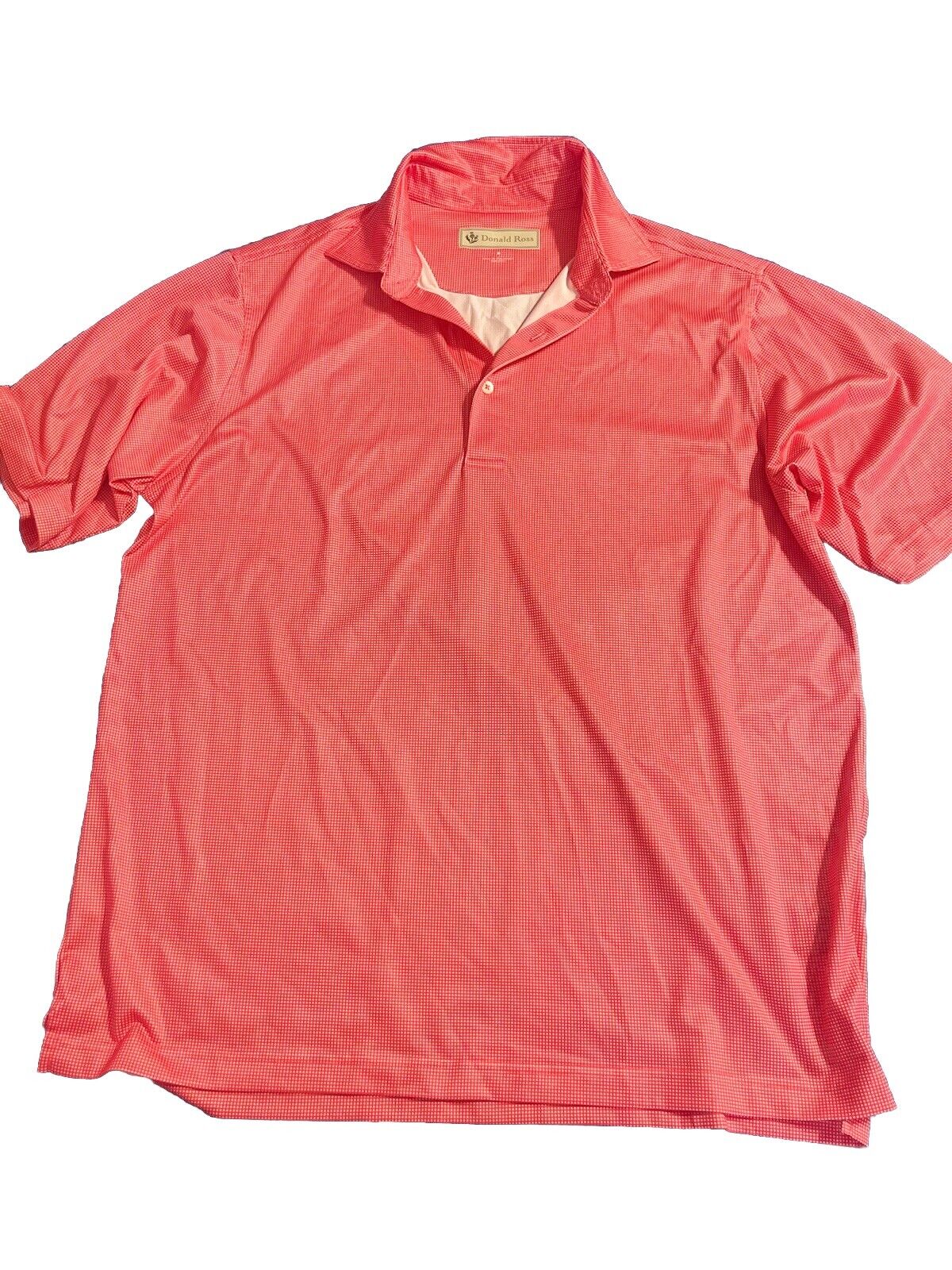 Donald Ross Sport Men's Medium Red With White SquareShort Sleeve Golf Polo Shirt