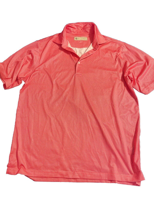 Donald Ross Sport Men's Medium Red With White SquareShort Sleeve Golf Polo Shirt