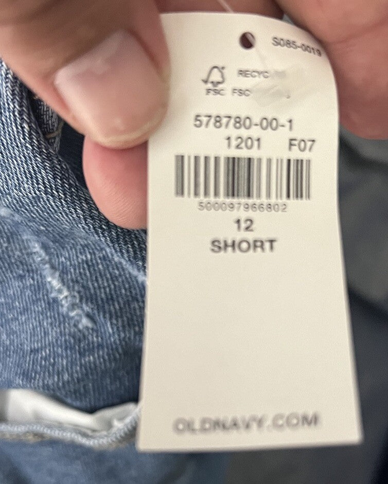 Old Navy Maternity Skinny Jeans Women's 12 Short Blue Whisker High Rise Stretch