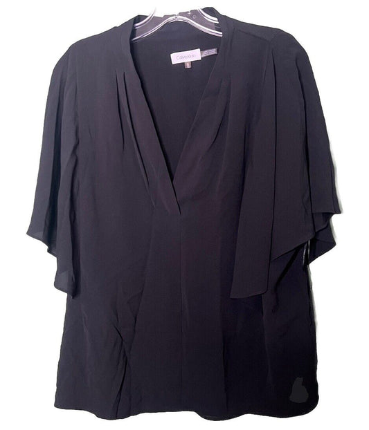 Calvin Klein Women's Cap-Sleeve V-Neck Blouse Size L