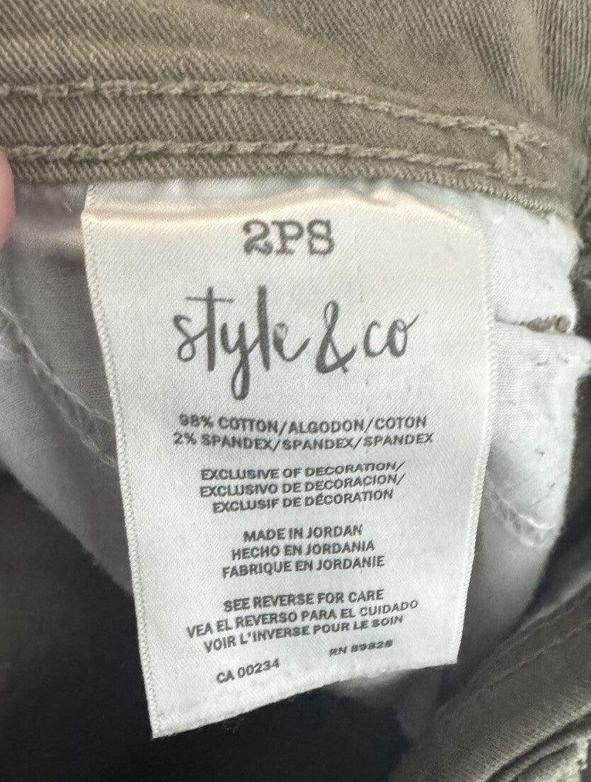STYLE & CO Tummy Slim Regular Pants Tobacco 2P