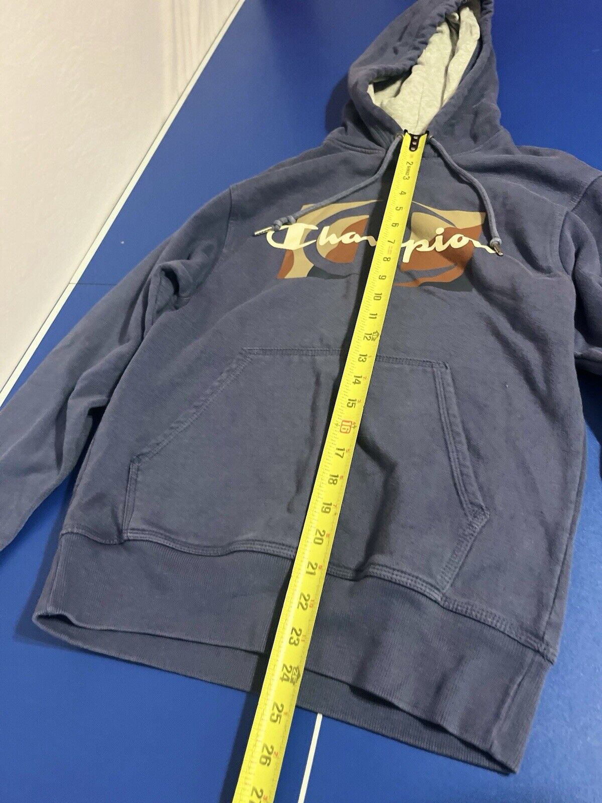 Men’s Hoodie Hooded Sweatshirt Champion Athleticwear Size Small, With Logo, Blue
