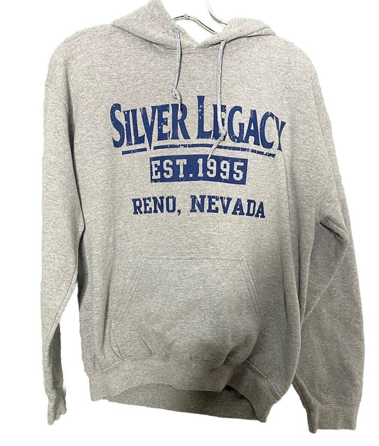 Gildan Mens Hoodie Sweatshirt Green Sz Medium/ Silver Legacy Reno Nevada