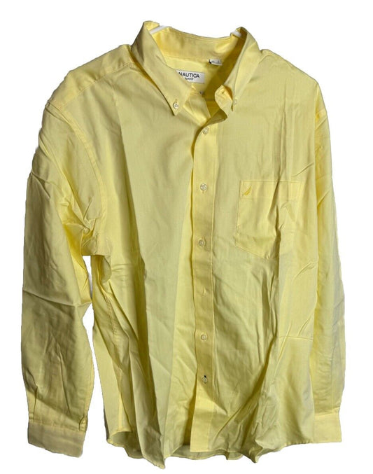 NAUTICA Dress Shirt Stretch Cotton Slim Fit Performance  Large