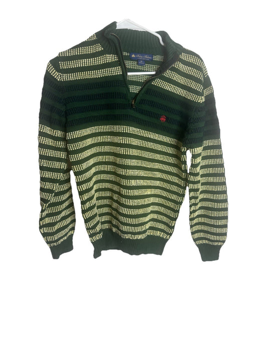 Brooks Brothers 1/4 Zip Sweatshirt Mens Medium Green Cotton Pullover