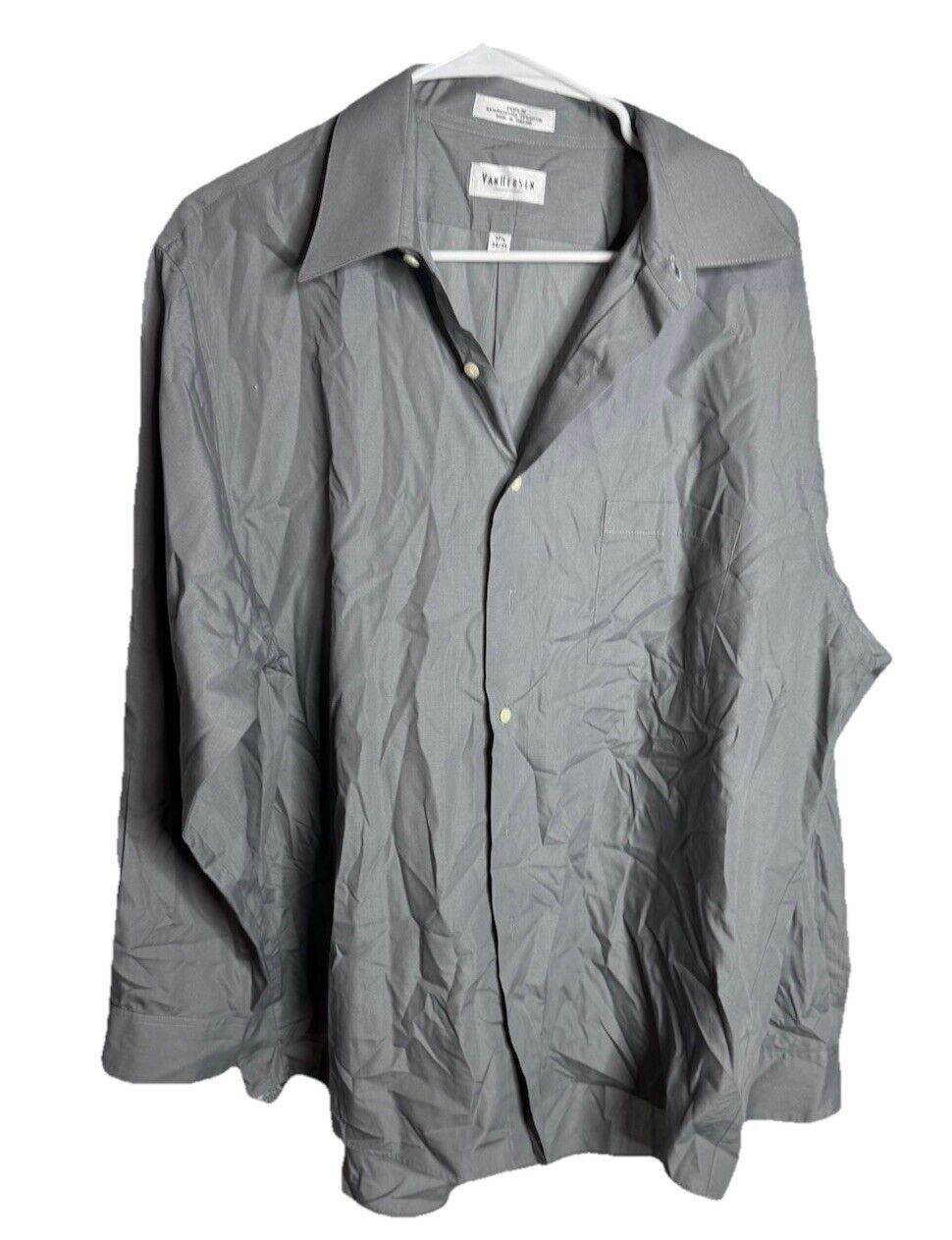 Van Heusen Men's 17 34/35 Regular Stretch Button Up LS Dress Shirt