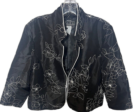 Alex Evenings Blazer Womens PL Petite Large Black