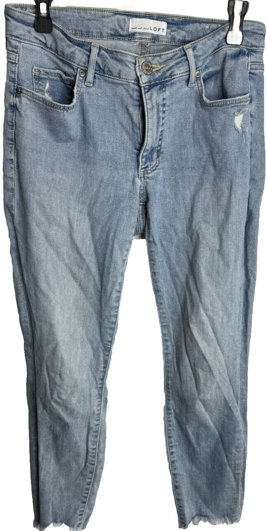LOFT Women's Size 27/4 Blue Straight Leg Medium Wash Cotton Blend Stretch Jeans