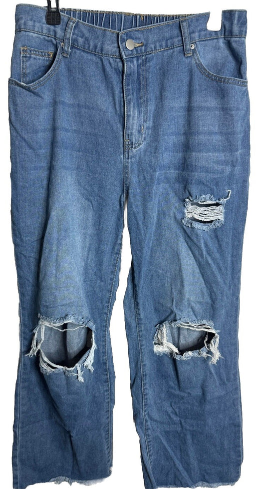 Shein Curve Skinny Jeans Light Wash Blue Denim Distressed Stretch Jeans Size 0XL
