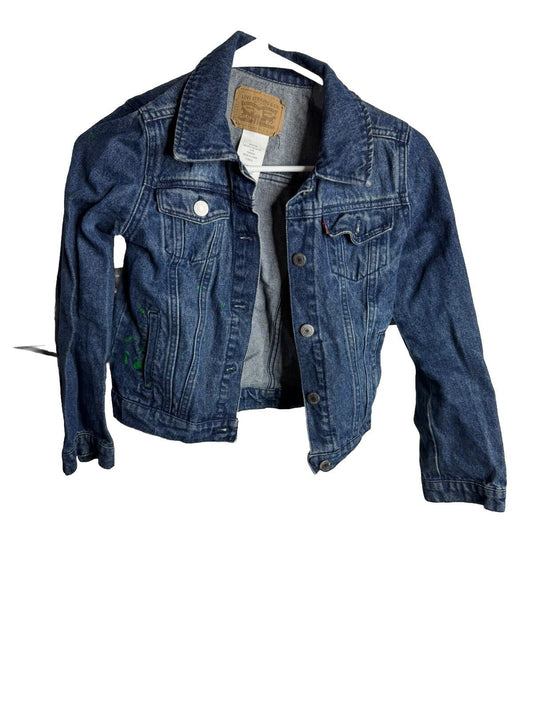 Levis Trucker Jacket Youth Medium 10-12 Years Blue Denim Button Up