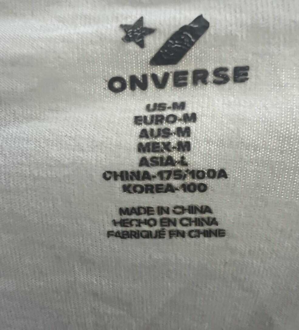 Converse Men’s Tee MEDIUM Cream Loose Short Sleeves Tshirt